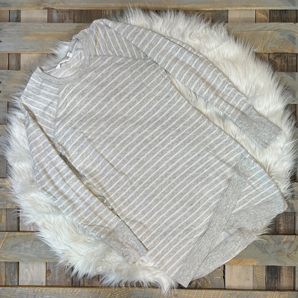 EUC. [Athleta] Grey & White <Criss Cross> Soft Striped + Tulip Hem Dress | Small - Picture 3 of 14